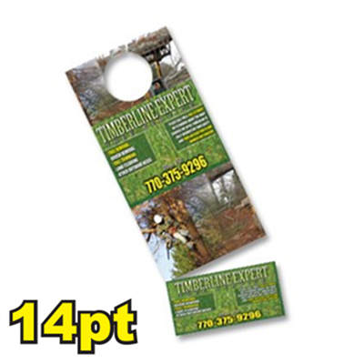 4 1/4 " x 11" 14pt Doorhanger w/ Card Tear Off