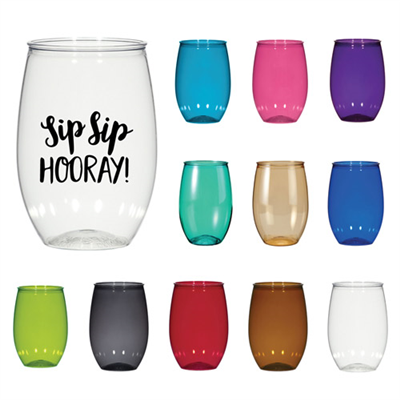 16oz Stemless Plastic Wine Glass